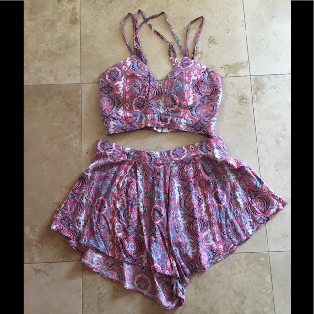Two piece shorts/crop top set